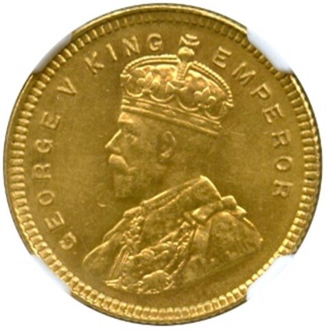 ジョージ5世 15ルピー金貨 1918年
