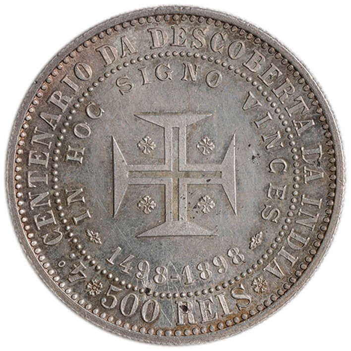 ポルトガル カルロス1世 (1889-1908) 500レイス銀貨 1898 インド航路