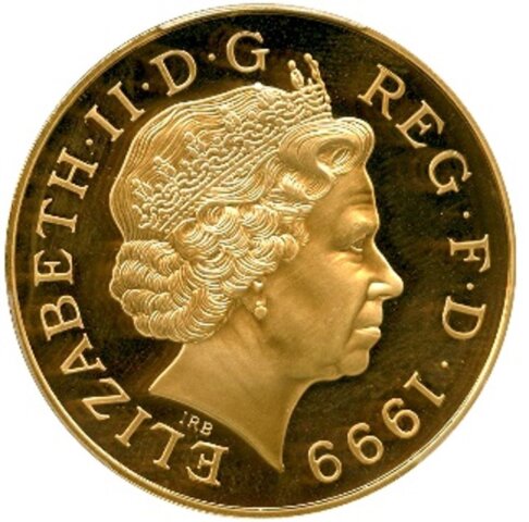 ダイアナ（エリザベス2世) ５ポンド金貨 ダイアナ妃追悼記念 1999年