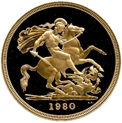 エリザベス2世 5ポンド金貨 1980年