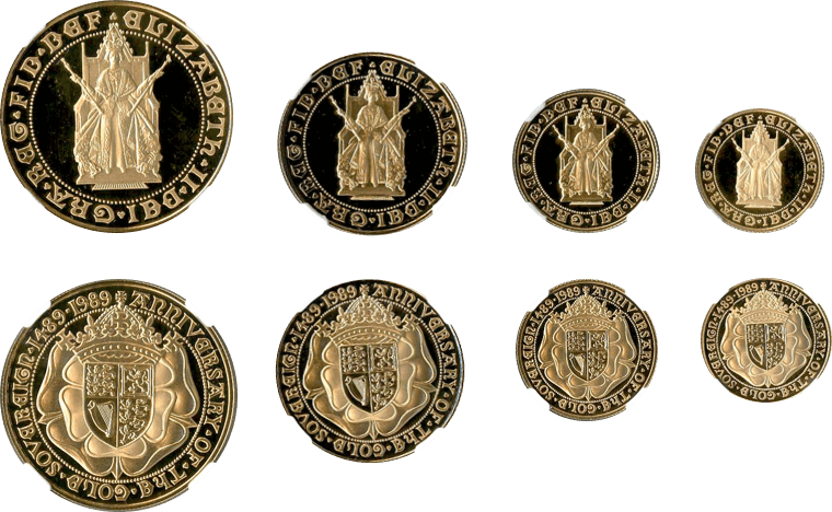 エリザべス2世 ソボレン金貨500周年記念4枚セット 1989年