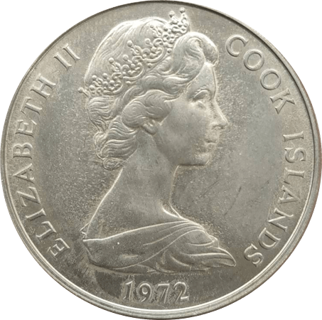 クック諸島 エリザベス2世 タンガロア 1ドル銀貨 1985年