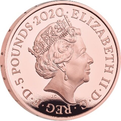 エリザベス2世 5ポンド金貨 ウィリアム・ワーズワース生誕250周年記念 2020年
