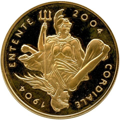 エリザベス2世 5ポンド金貨 英仏通商協定100年記念 2004年