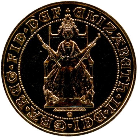 エリザベス2世  5ポンド金貨 ソボレン金貨誕生500年 1989年