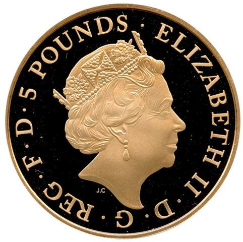 エリザベス2世 5ポンド金貨 シャーロット王女生誕記念 2015年