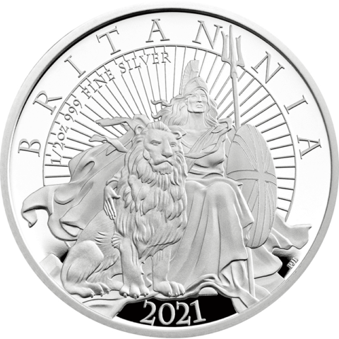 エリザベス2世 ブリタニア 2ポンド1オンスプルーフ銀貨 2021年