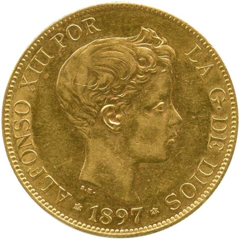 アルフォンソ13世 100ペセタ金貨 1897年