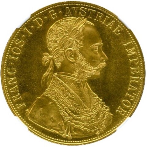 フランツ・ヨーゼフ1世 4ダカット金貨 1915年（リストライク）
