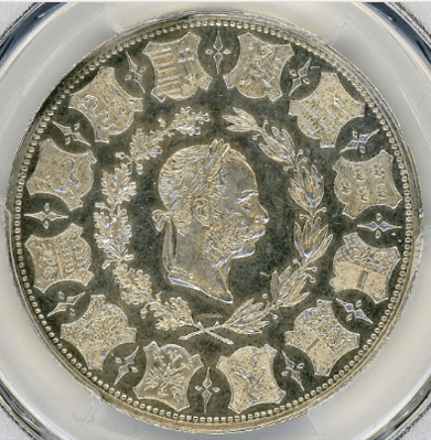 オーストリア射撃祭 フランツ・ヨーゼフ1世 2フローリン銀貨 1873年