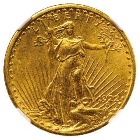 セントゴーデンス （ダブルイーグル） 20ドル金貨 1922年