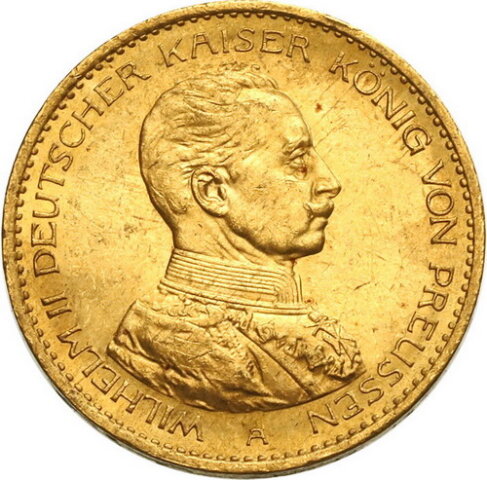 ヴィルヘルム2世 プロイセン 20マルク金貨 1914年