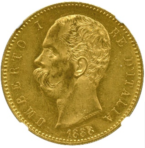 ウンベルト1世 100リレ金貨