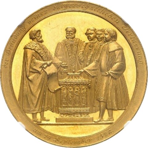 ハンブルク ポルトガレッサー 市民憲章300周年 10ダカット金貨 1828年