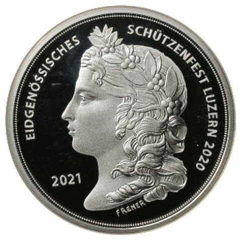 スイス 50フラン銀貨 ピエフォー（厚手型）2021 射撃祭記念 ルツェルン