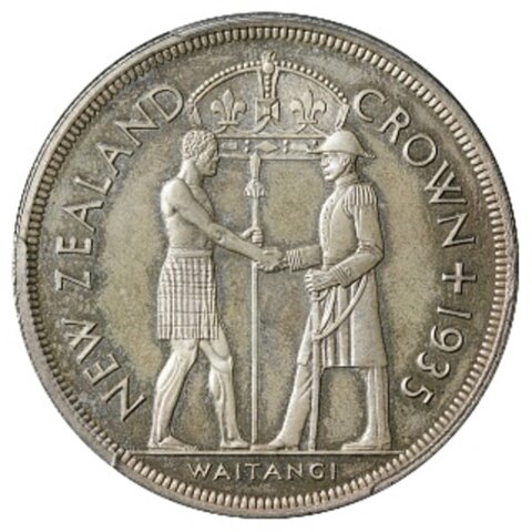ニュージーランド ジョージ5世 ワイタンギクラウン銀貨 1935年