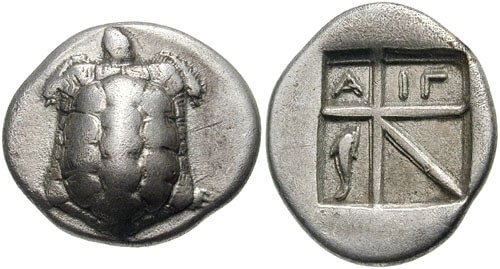 ウミガメ スターテル銀貨 700-550BC