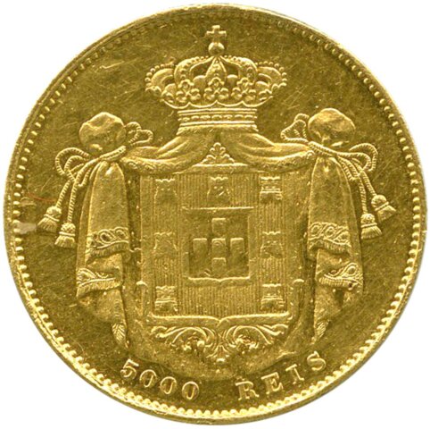 マリア2世 5,000レイス金貨 1851年