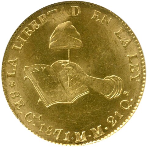 メキシコ 8エスクード金貨 1871年
