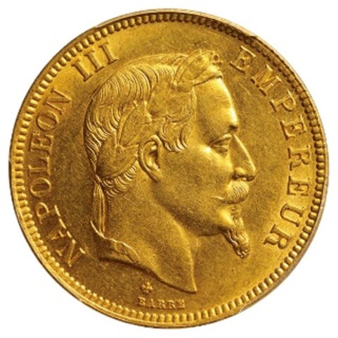 ナポレオン3世 100フラン金貨 表