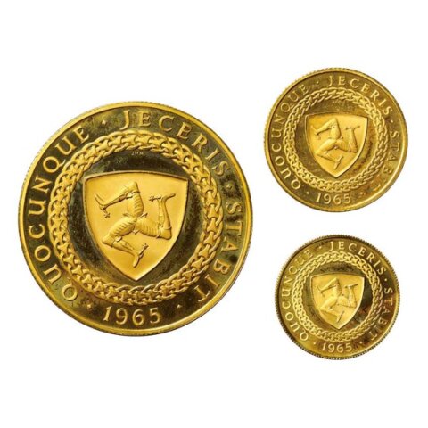 マン島 エリザベス2世 1/2・1・5ポンド金貨 3枚セット 1965年