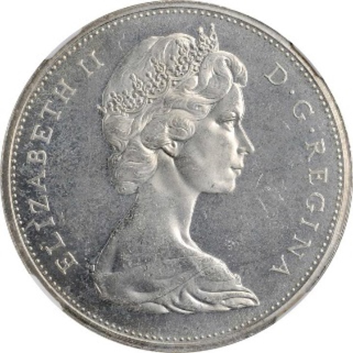カナダ エリザベス2世(1952-) 1ドル銀貨 1966 オタワ鋳 KM64.1 NGC