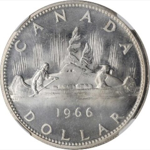 エリザベス2世 1ドル銀貨（オタワ鋳） 1966年