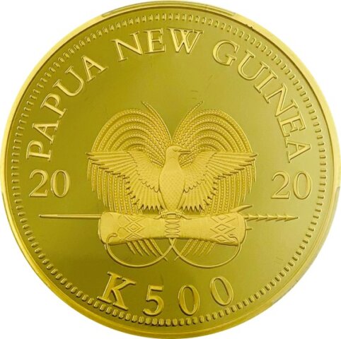 パプアニューギニア 極楽鳥 500キナ金貨 2020年