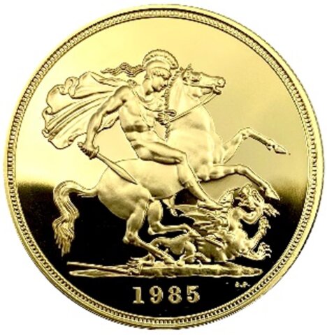 イギリス エリザベス2世 5ポンド金貨 1985年