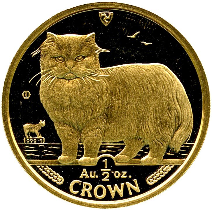 マン島 エリザベス2世 1/2クラウン金貨 1989 ペルシャ猫 KM255 FDC | コインライブラリー・プリンシパル