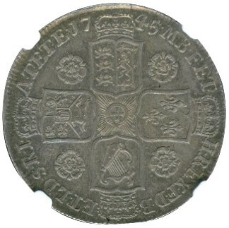 イギリス ジョージ2世 (1727-1760) ハーフクラウン銀貨 1745 オールド