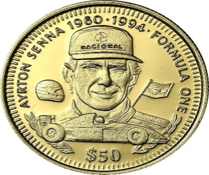 リベリア アイルトン・セナ 追悼50ドル金貨 1996年