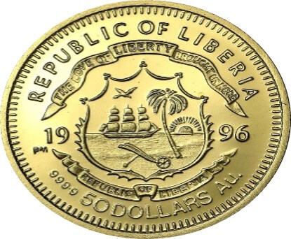 リベリア アイルトン・セナ 追悼50ドル金貨 1996年