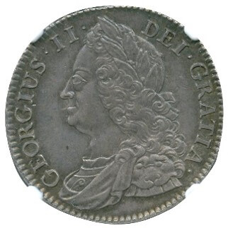 イギリス ジョージ2世 ハーフクラウン銀貨 1745年