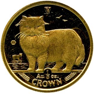 マン島 1/5クラウン金貨 ペルシャ猫 1989年