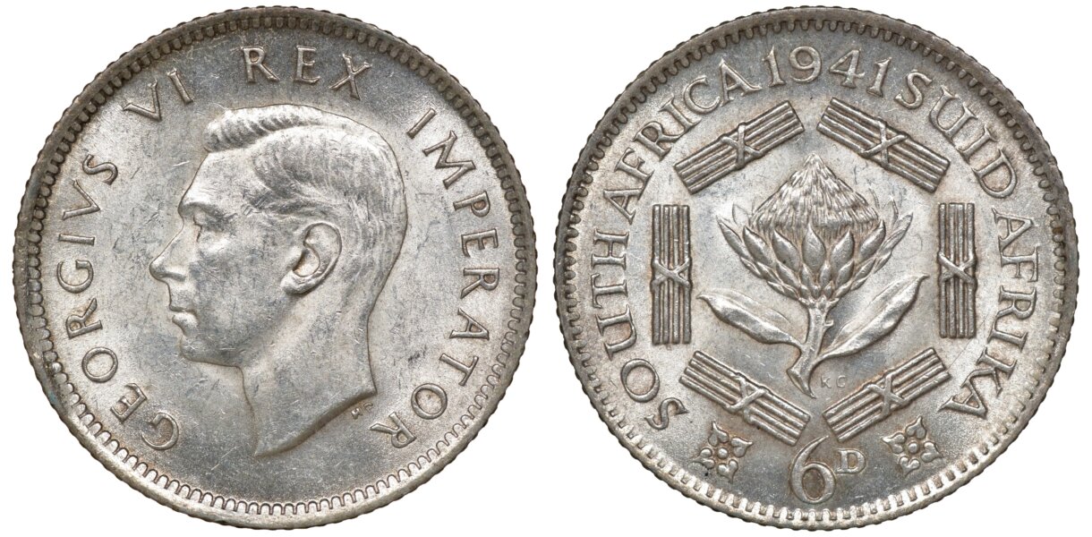 ジョージ6世 6ペンス銀貨 1941年