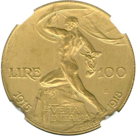 イタリア王国 ヴィットリオ・エマヌエレ3世 100リレ金貨 1925年