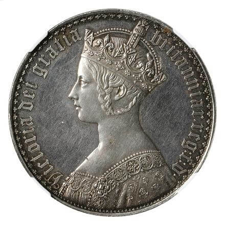 イギリス ヴィクトリア女王 ゴシッククラウン銀貨 1847年