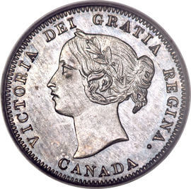 カナダ ヴィクトリア女王 5セント銀貨 1858年