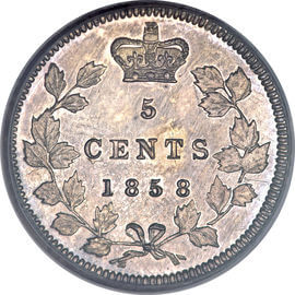 カナダ ヴィクトリア女王 5セント銀貨 1858年