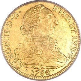 コロンビア カルロス3世 8エスクード金貨 1786年