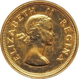南アフリカ エリザベス2世 1ポンド金貨 1955年