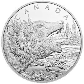 カナダ エリザベス2世 ローリンググリズリー 125ドル銀貨 2016年