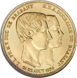 ベルギー レオポルド1世 ロイヤルウェディング 100フラン金貨 1853年