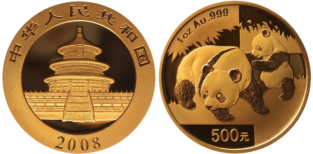 中国 パンダ金貨 500元 2008年