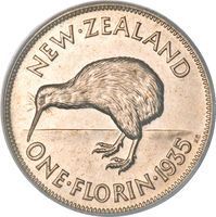 ニュージーランド ジョージ5世 1フローリン銀貨 1935年