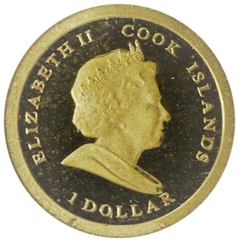 クック諸島 エリザベス2世 坂本龍馬175年記念 1ドル金貨 2011年
