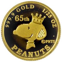 クック諸島 エリザベス2世 ピーナッツ（スヌーピー）65周年 3ドル金貨 2015年