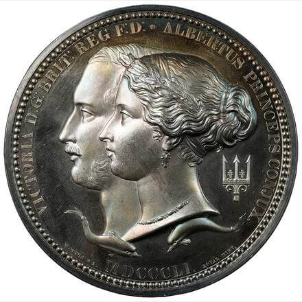 イギリス ヴィクトリア女王 アルバート公 ロンドン博覧会記念 銀製メダル 1851年