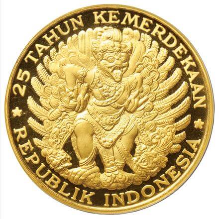 インドネシア ガルーダ 独立25年記念 20,000ルピア金貨 1970年